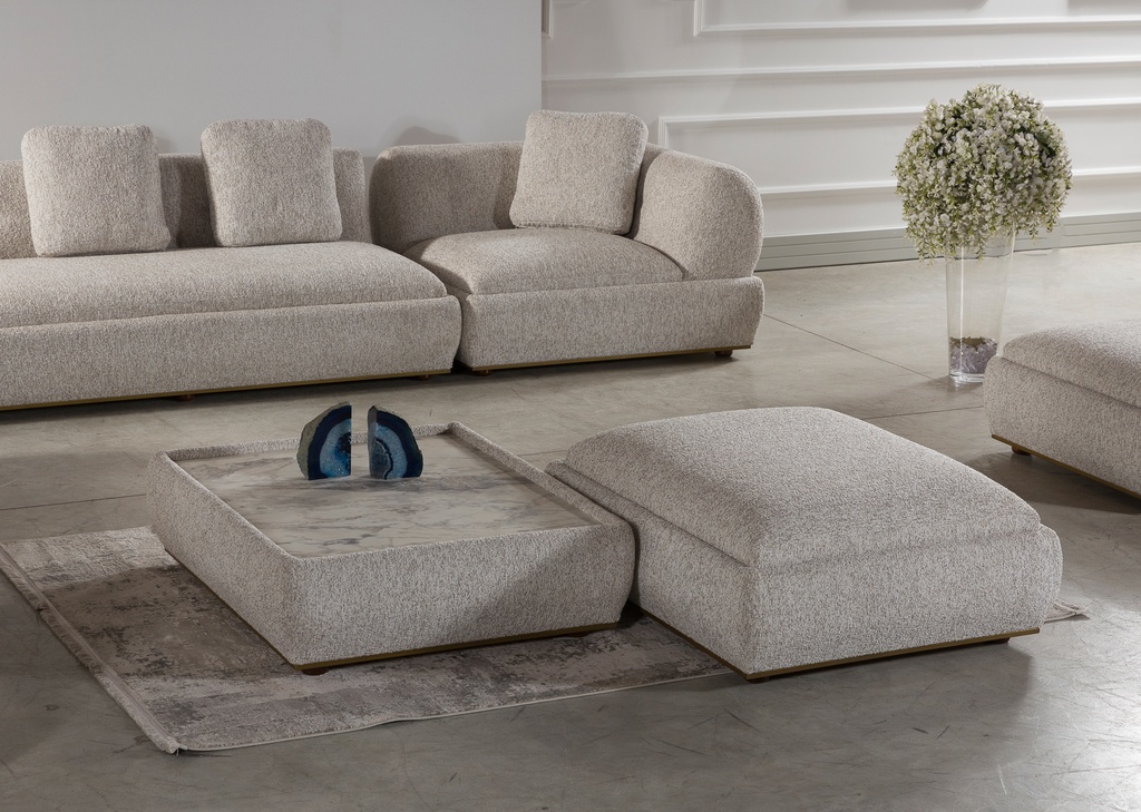 [NG-PRAG-PUFF-COFFEE-TABLE] NANGARO - PRAG SET
(SINGLE CORNER MODULE + SINGLE-SEAT MODULE + 2-SEAT LOUNGER + LOUNGER + SEATING OTTOMAN + OTTOMAN TABLE) - PRAG OTTOMAN (COFFEE TABLE)